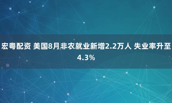 宏粤配资 美国8月非农就业新增2.2万人 失业率升至4.3%